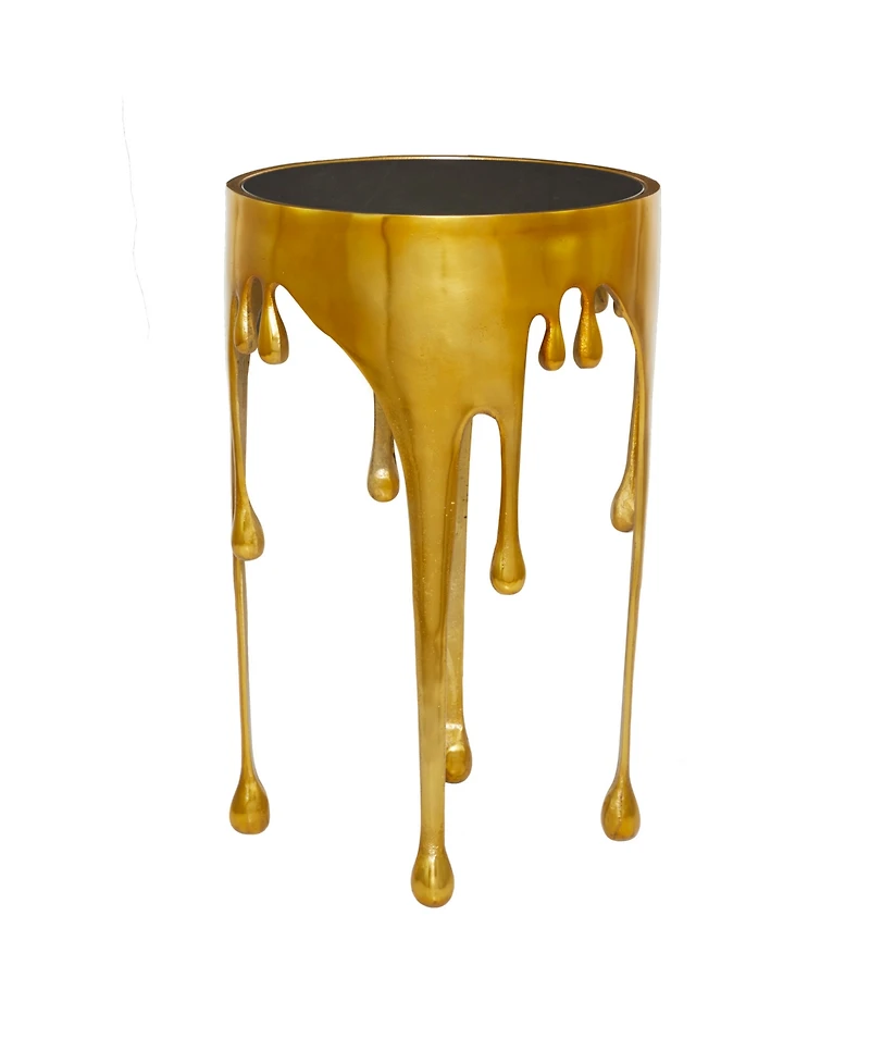 Rosemary Lane Aluminum Drip Accent Table with Melting Design and Shaded Glass Top, 16" x 16" x 25"