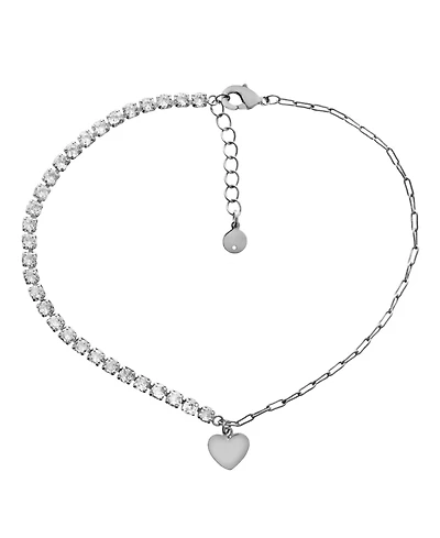 And Now This Chain Heart Charm Anklet in Silver Plate