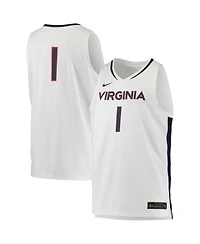 Men's #1 White Virginia Cavaliers Replica Basketball Jersey