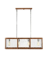 Jonathan Y Gaines Linear 4-Light Adjustable Rustic Industrial Led Pendant