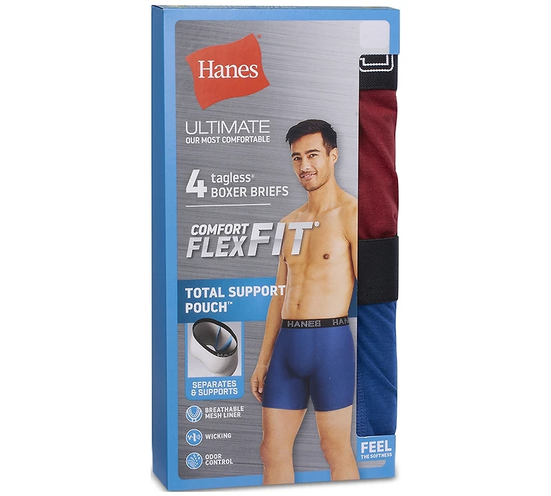 Hanes Men's 4-Pk. Ultimate Comfort Flex Fit Ultra Soft Boxer Briefs
