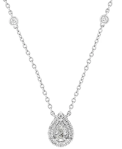 Effy Diamond Pear Halo 18" Pendant Necklace (3/8 ct. t.w.) in 14k White Gold