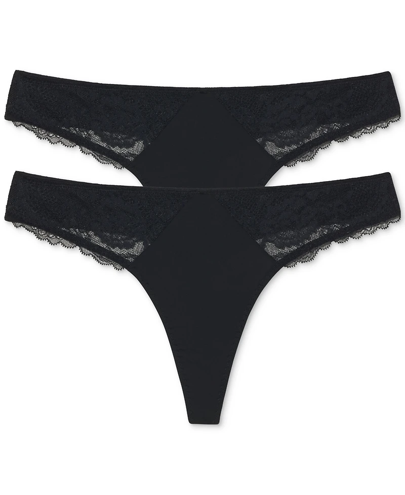Women's Minx No-Show Comfortable Lace Thong 2 Pack