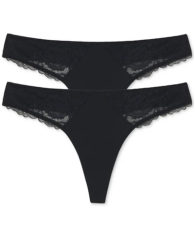 Women's Minx No-Show Comfortable Lace Thong 2 Pack