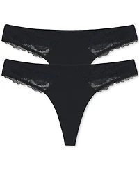 Women's Minx No-Show Comfortable Lace Thong 2 Pack