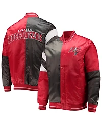 Men's Starter Red, Black Tampa Bay Buccaneers Leader Varsity Satin Full-Snap Jacket
