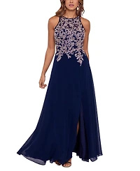 Betsy & Adam Embellished-Bodice Chiffon Gown