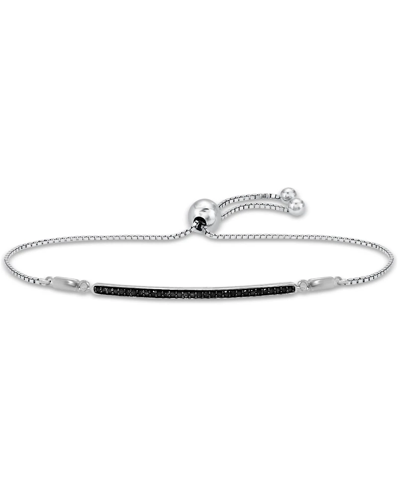 Black Diamond Bar Bolo Bracelet (1/6 ct. t.w.) in Sterling Silver