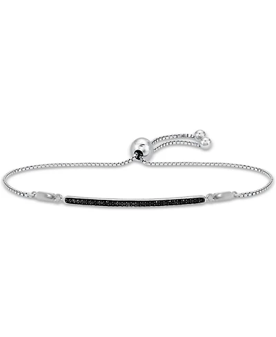 Black Diamond Bar Bolo Bracelet (1/6 ct. t.w.) in Sterling Silver