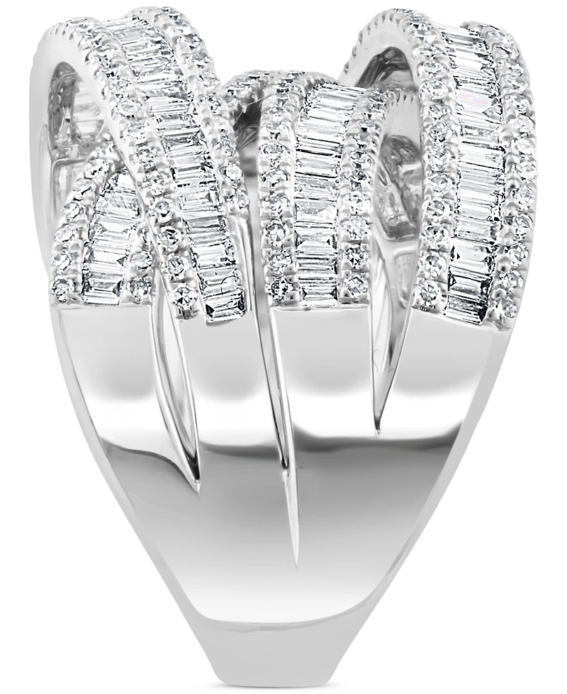 Effy Diamond Baguette Crossover Statement Ring (1-5/8 ct. t.w.) in 14k White Gold