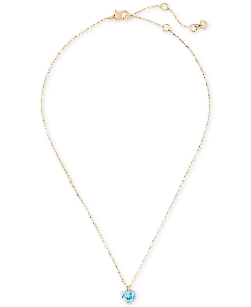 Kate Spade New York Gold-Tone Birthstone Heart Pendant Necklace, 16" + 3" extender