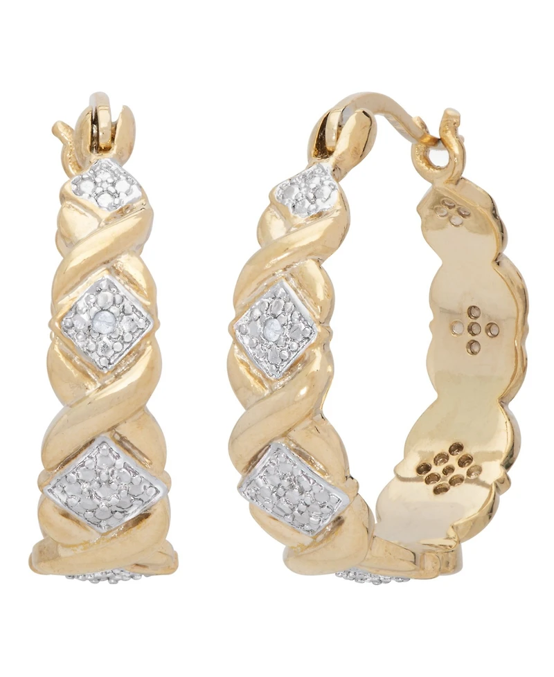 Diamond Accent Xo Hoop Earrings