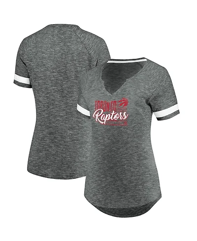 Women's Fanatics Gray and White Toronto Raptors Showtime Winning with Pride Notch Neck T-shirt