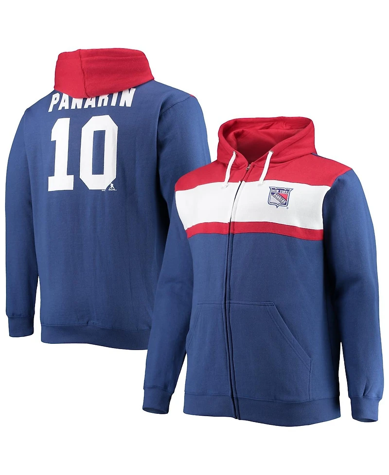 Men's Profile Artemi Panarin Blue New York Rangers Big and Tall Colorblock Full-Zip Hoodie