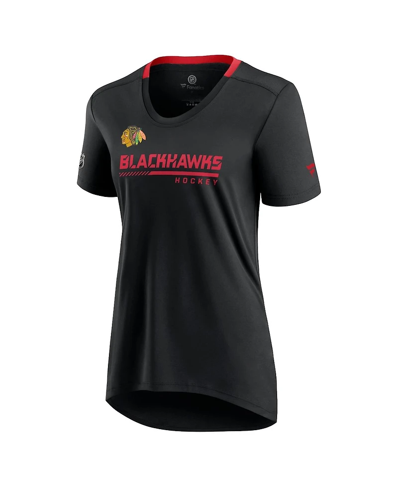 Women's Fanatics Black Chicago Blackhawks Authentic Pro Locker Room T-shirt