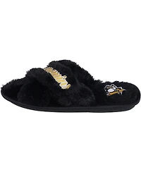 Women's Foco Pittsburgh Penguins Script Cross Slide Slippers