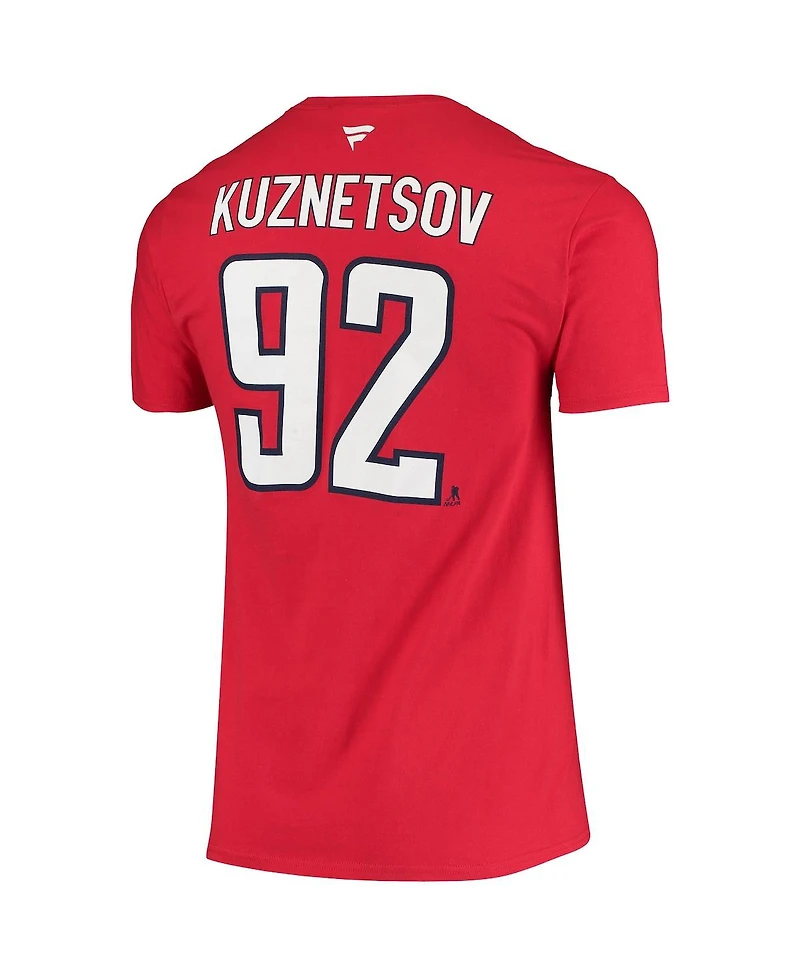 Men's Fanatics Evgeny Kuznetsov Red Washington Capitals Name and Number T-shirt