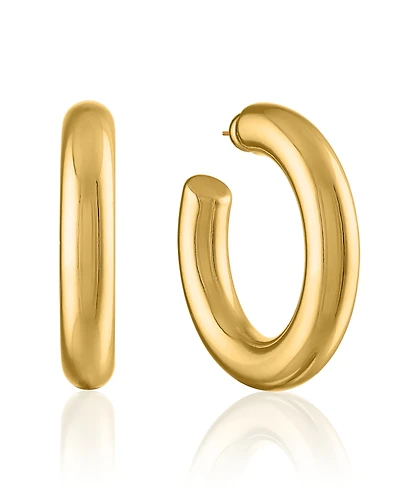 Oma The Label Women's Chubby Large 18K Gold-Plated Brass Hoops Earrings
