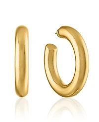 Oma The Label Women's Chubby Large 18K Gold-Plated Brass Hoops Earrings