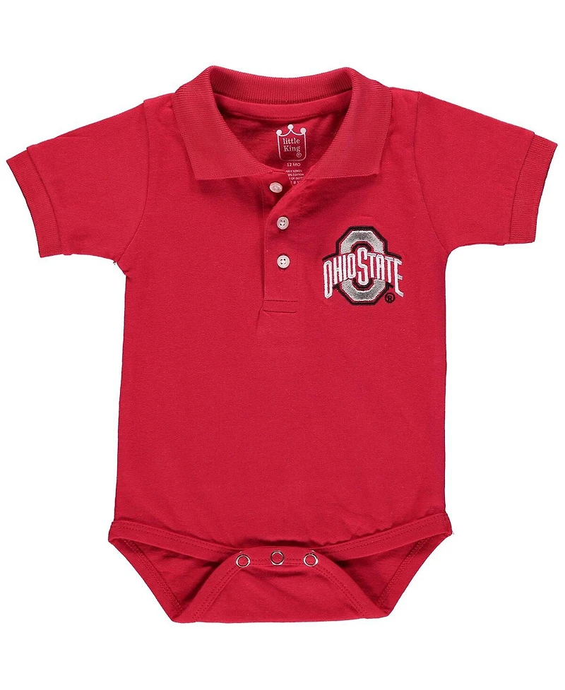 Infant Boys and Girls Scarlet Ohio State Buckeyes Polo Bodysuit