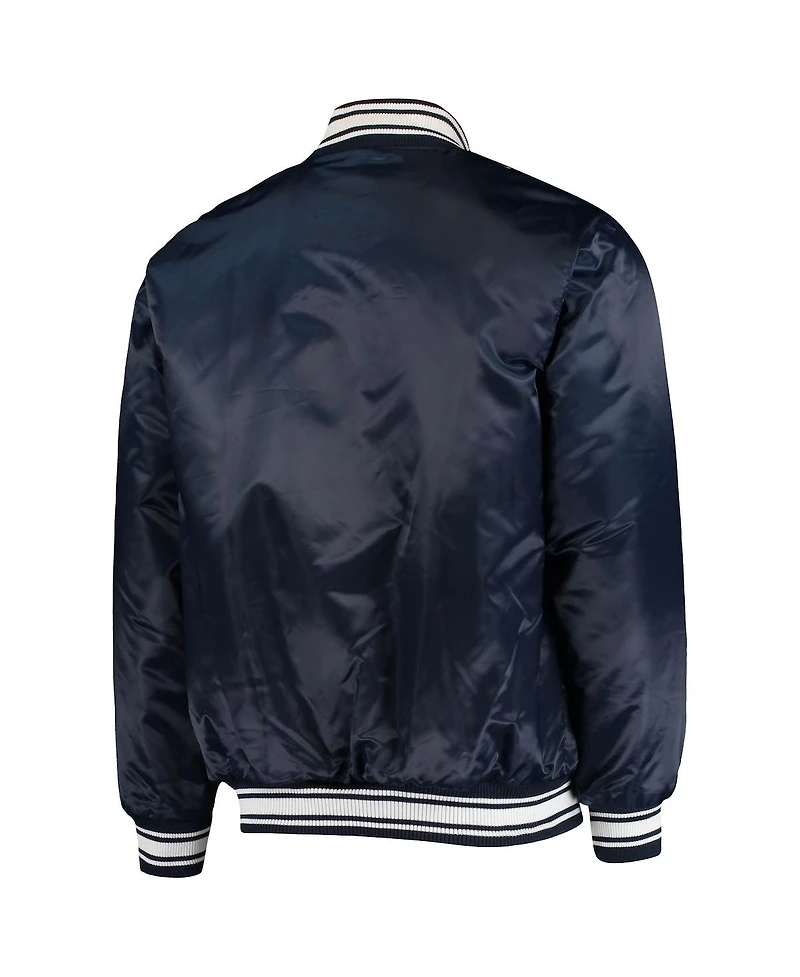 Men's Starter Navy Denver Broncos Locker Room Satin Varsity Full-Snap Jacket