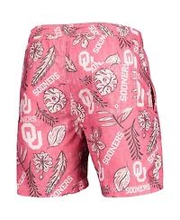 Men's Wes & Willy Crimson Oklahoma Sooners Vintage-Like Floral Swim Trunks