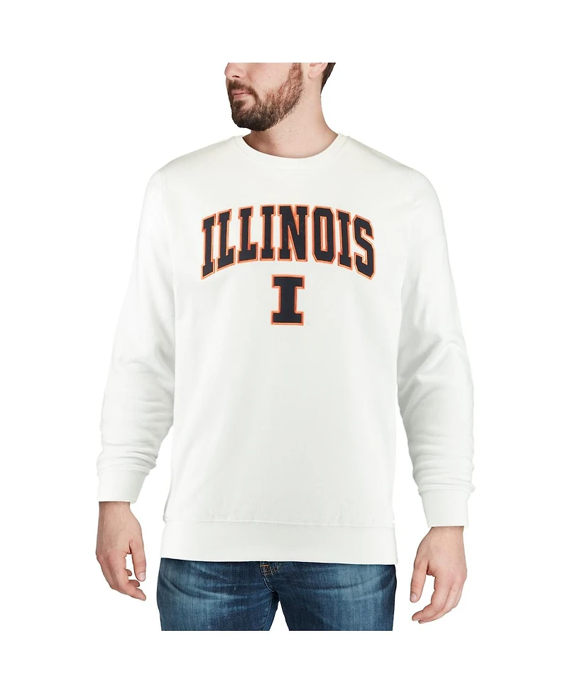 Men's Colosseum White Illinois Fighting Illini Arch & Logo Crew Neck Sweatshirt