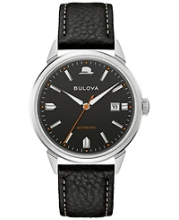 Bulova Men's Frank Sinatra Summer Wind Automatic Black Leather Strap Watch 40mm