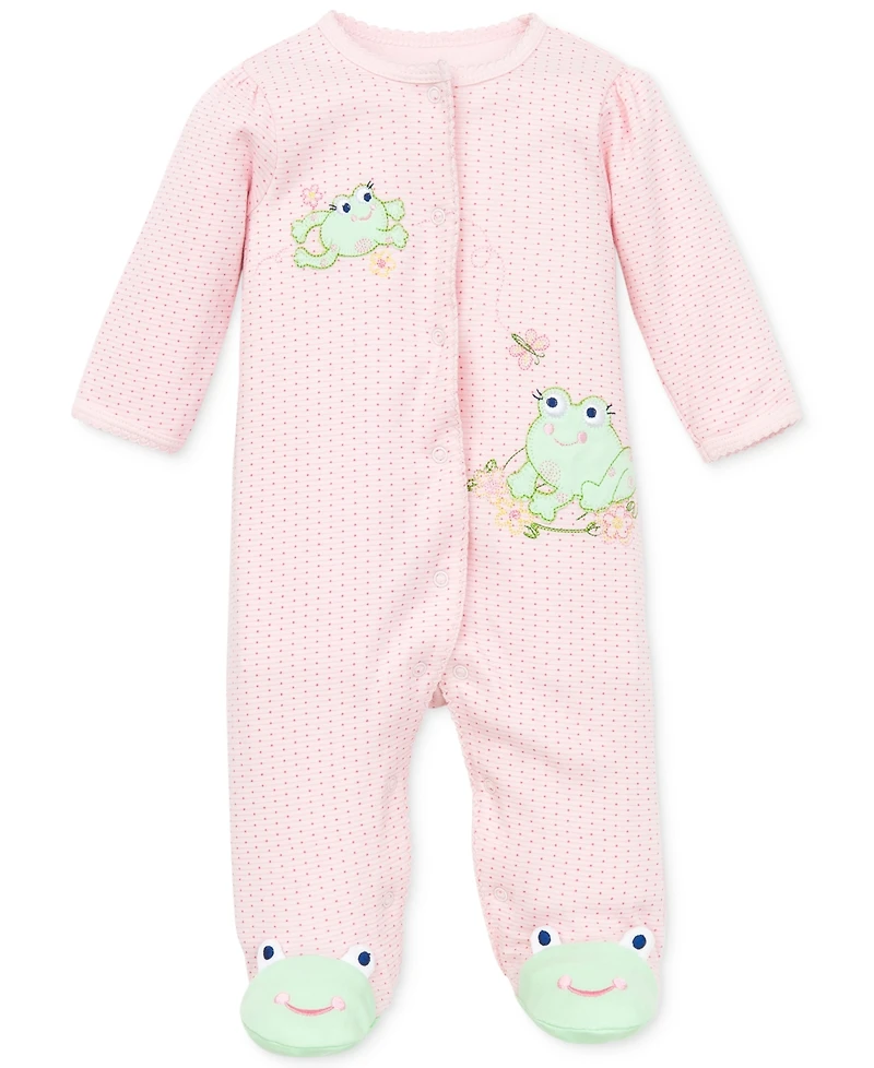 Little Me Baby Frogs Snap Up Footed Cotton Coverall