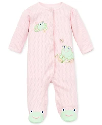 Little Me Baby Frogs Snap Up Footed Cotton Coverall