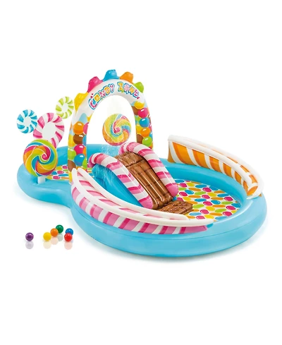 Intex 9ft x 6ft x 51in Kids Inflatable Candy Zone Play Center Pool w/ Waterslide