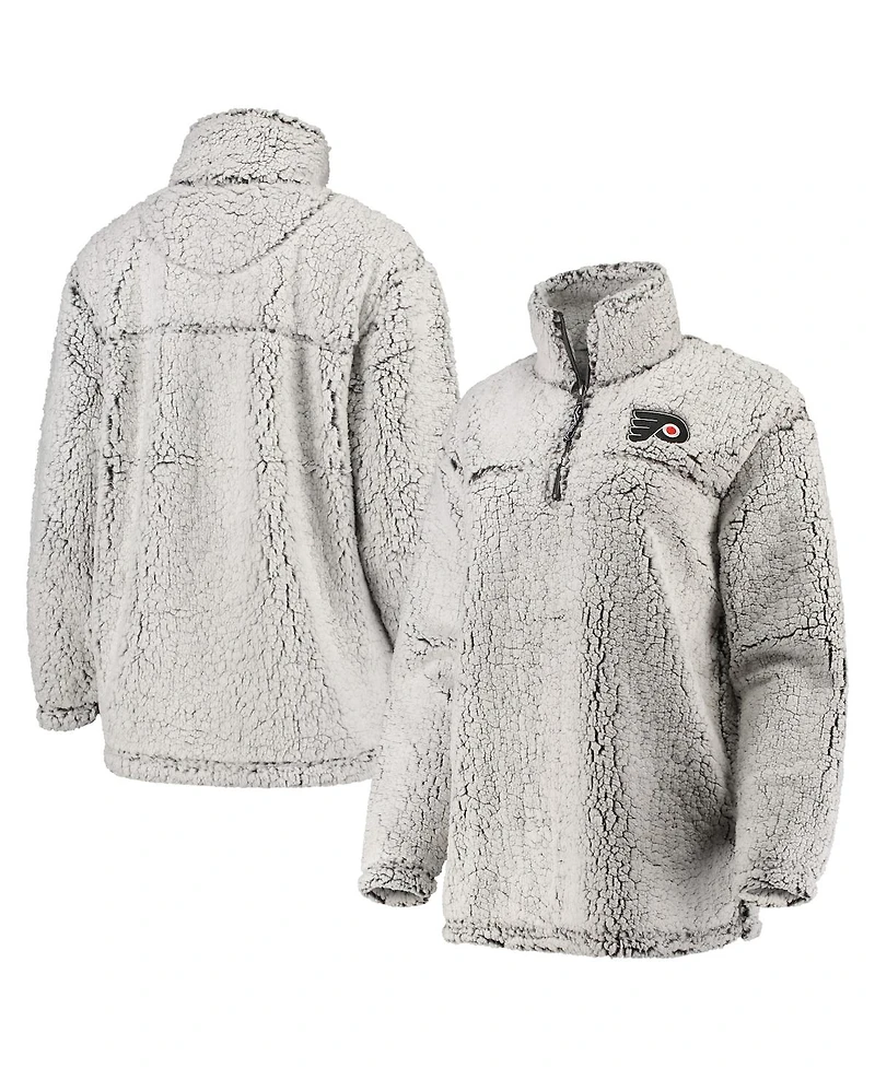 Women's G-iii 4Her by Carl Banks Gray Philadelphia Flyers Sherpa Quarter-Zip Pullover Jacket