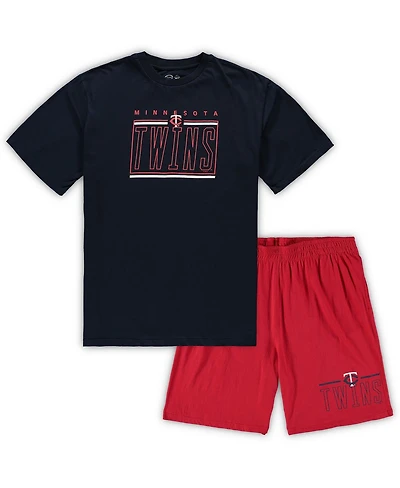 Men's Concepts Sport Navy, Red Minnesota Twins Big and Tall T-Shirt and Shorts Sleep Set