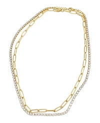 Adornia Paper Clip Chain and Tennis Necklace Set