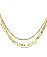 Adornia Paper Clip, Snake Chain and Curb Chain Necklace