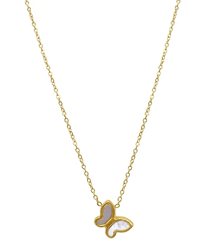Adornia White Mother Of Pearl Butterfly Necklace