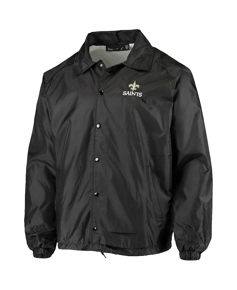 Men's Black New Orleans Saints Coaches Classic Raglan Full-Snap Windbreaker Jacket