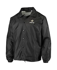 Men's Black New Orleans Saints Coaches Classic Raglan Full-Snap Windbreaker Jacket