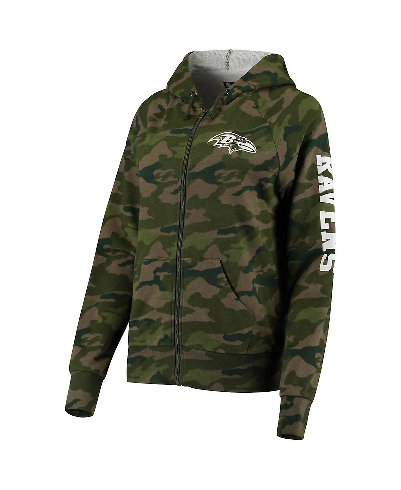 Women's New Era Camo Baltimore Ravens Raglan Full-Zip Hoodie