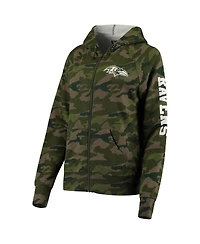 Women's New Era Camo Baltimore Ravens Raglan Full-Zip Hoodie