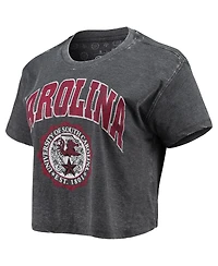 Women's Pressbox Black South Carolina Gamecocks Edith Vintage-Like Burnout Crop T-shirt