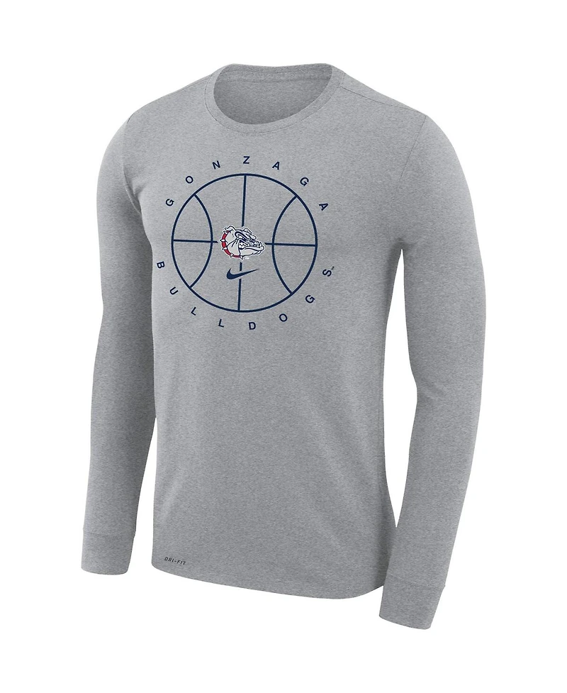 Men's Nike Gray Gonzaga Bulldogs Basketball Icon Legend Performance Long Sleeve T-shirt