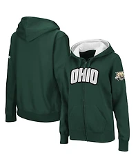 Women's Stadium Athletic Green Ohio Bobcats Arched Name Full-Zip Hoodie