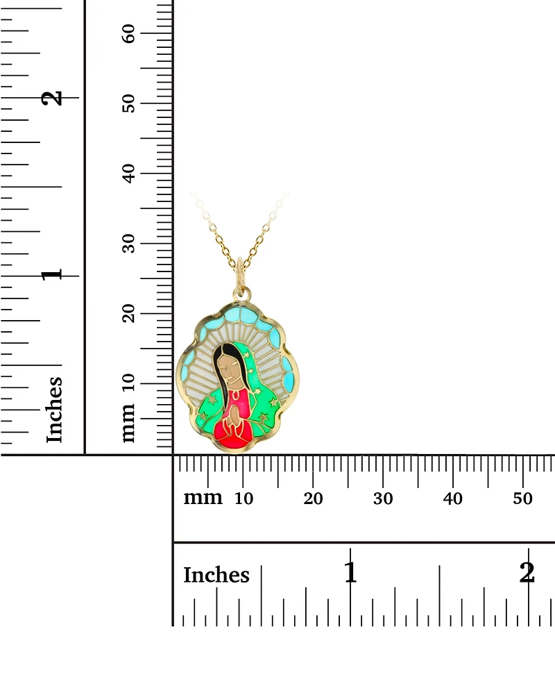 Enamel Mary 18" Pendant Necklace in 14k Gold