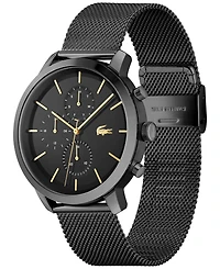 Lacoste Men's Replay Black-Tone Stainless Steel Mesh Bracelet Watch 44mm