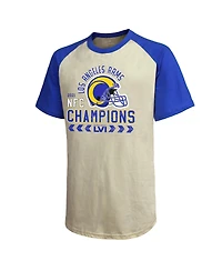 Men's Majestic Threads Cream, Royal Los Angeles Rams 2021 Nfc Champions Raglan T-shirt