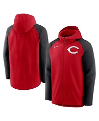 Men's Nike Red and Black Cincinnati Reds Authentic Collection Full-Zip Hoodie Performance Jacket