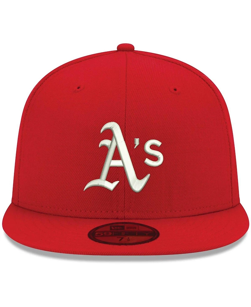 Men's New Era Red Oakland Athletics Logo White 59FIFTY Fitted Hat