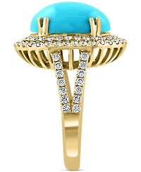 Effy Turquoise & Diamond (1 ct. t.w.) Oval Halo Ring in 14k Gold