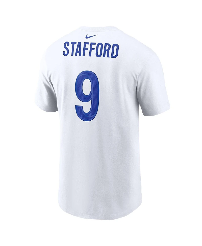 Men's Nike Matthew Stafford White Los Angeles RamsSuper Bowl Lvi Bound Name and Number T-shirt